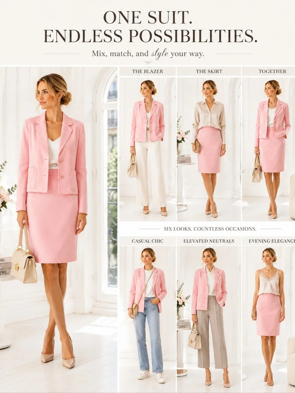 Roth LeCover | Pink Vintage Linen Blend 2-Piece Skirt Suit | Size 14